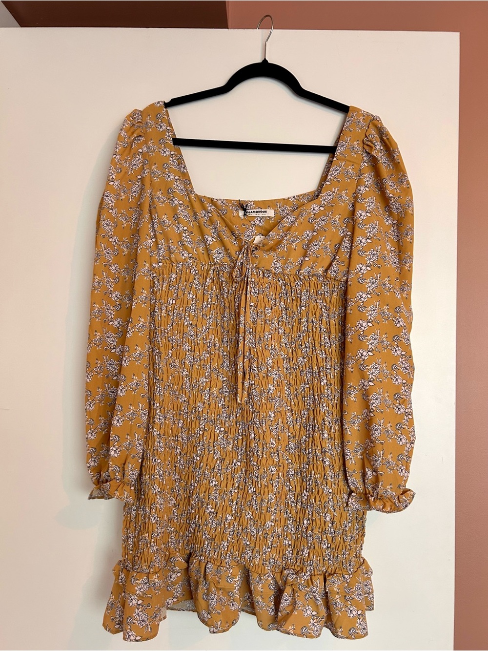 Whimsigoth, Smocked Long-Sleeve Floral Mini Dress